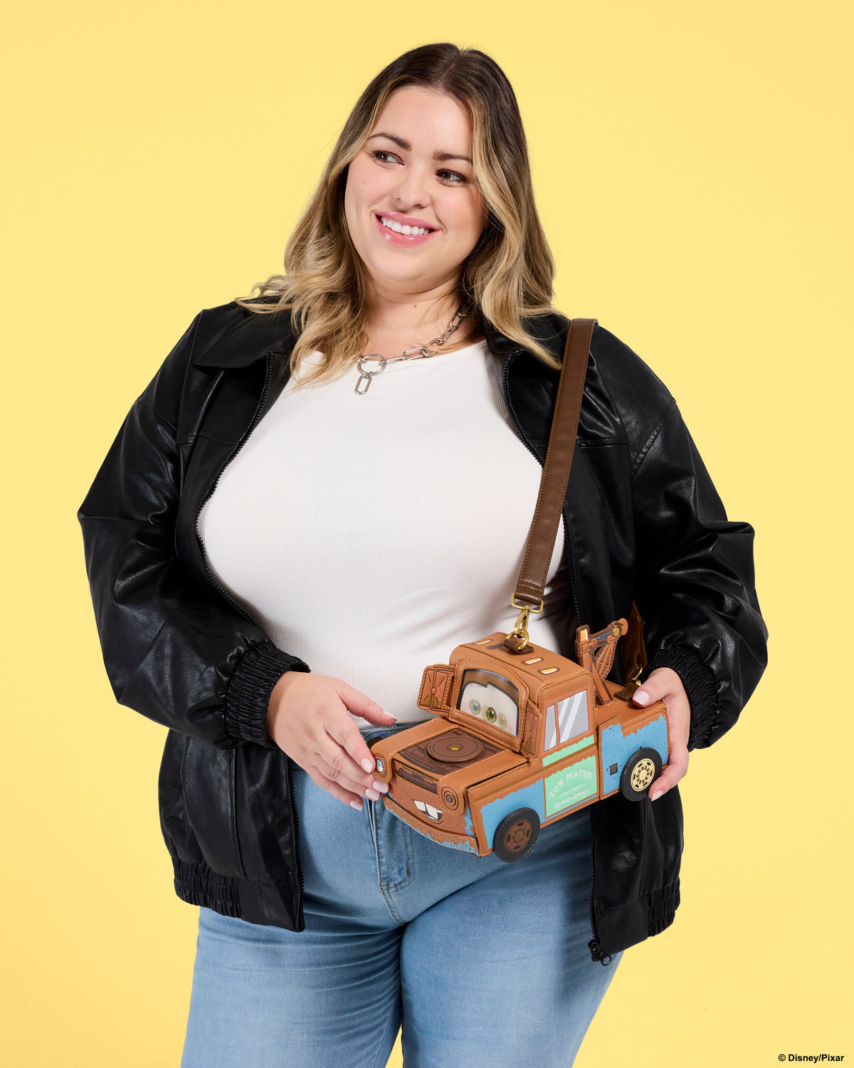 Loungefly Cars 20th Anniversary Tow Mater Figural Crossbody Bag