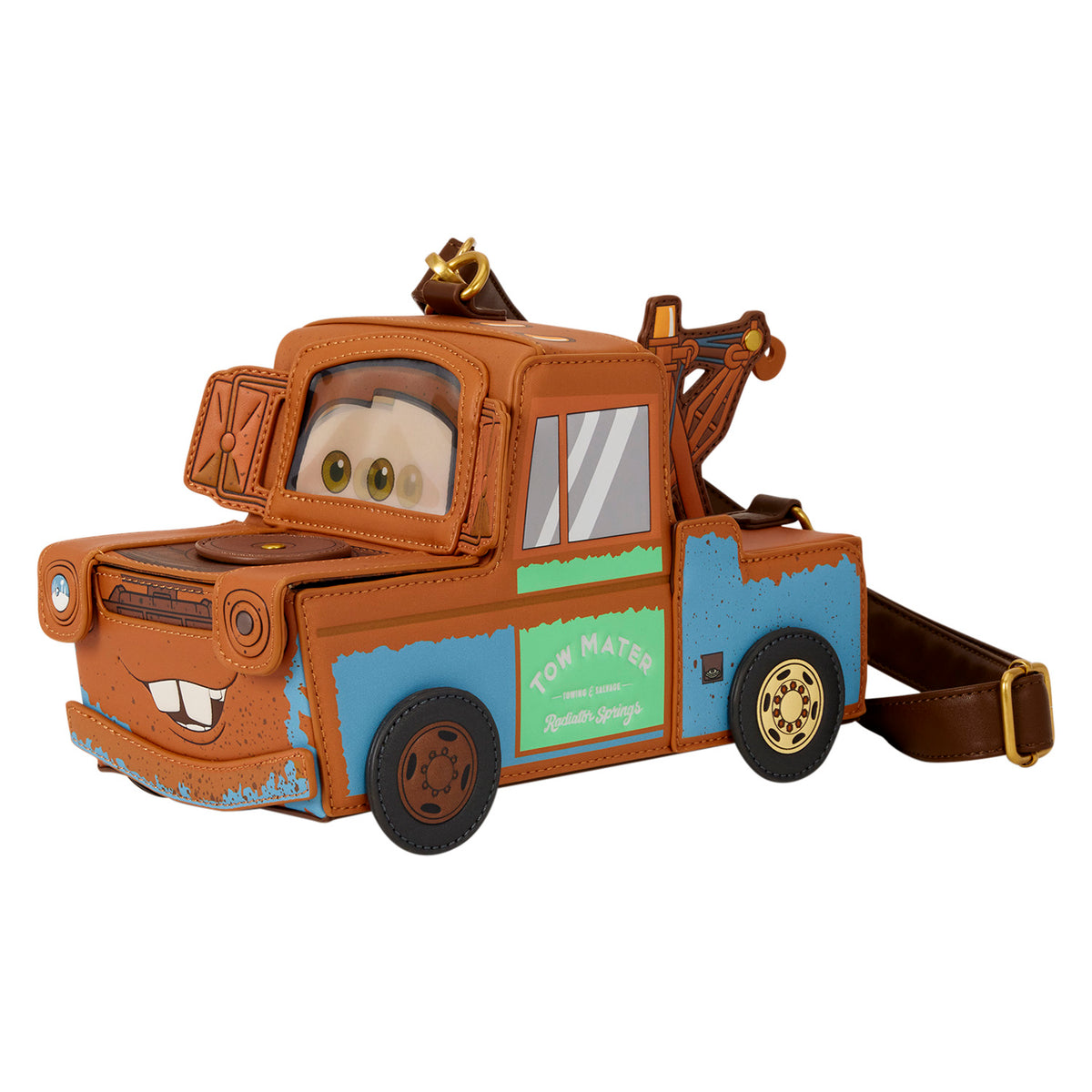 Loungefly Cars 20th Anniversary Tow Mater Figural Crossbody Bag